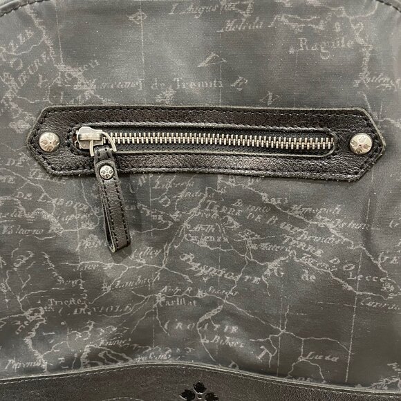 Patricia Nash Coated Linen Canvas Karina Backpack Black Map - Picture 11 of 16